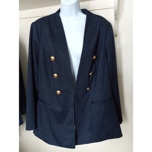 Lane Bryant The Bryant Blazer Women 24P Navy Double Breasted Gold Button Unlined